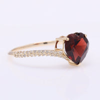 2.12 Ct Heart Mixed Cut Natural Garnet 14K Gold Ring