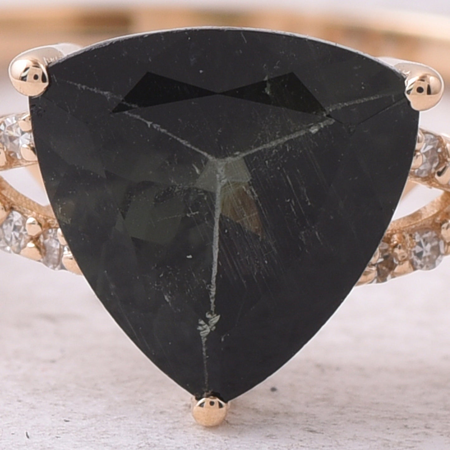 1.55 Ct Triangle Natural Green Tourmaline 14K Gold Ring