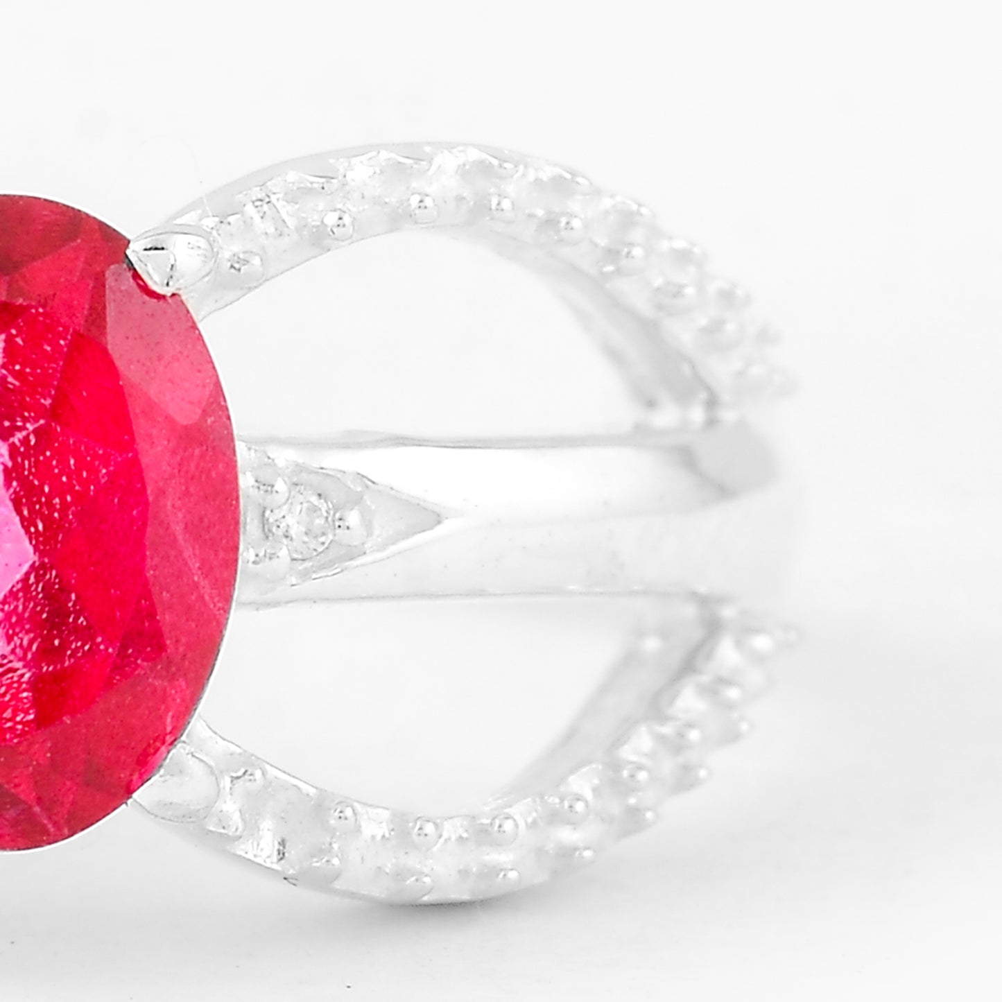 1.99 Ct Oval Pink Topaz, Cubic Zirconia, 925 Sterling Silver Ring