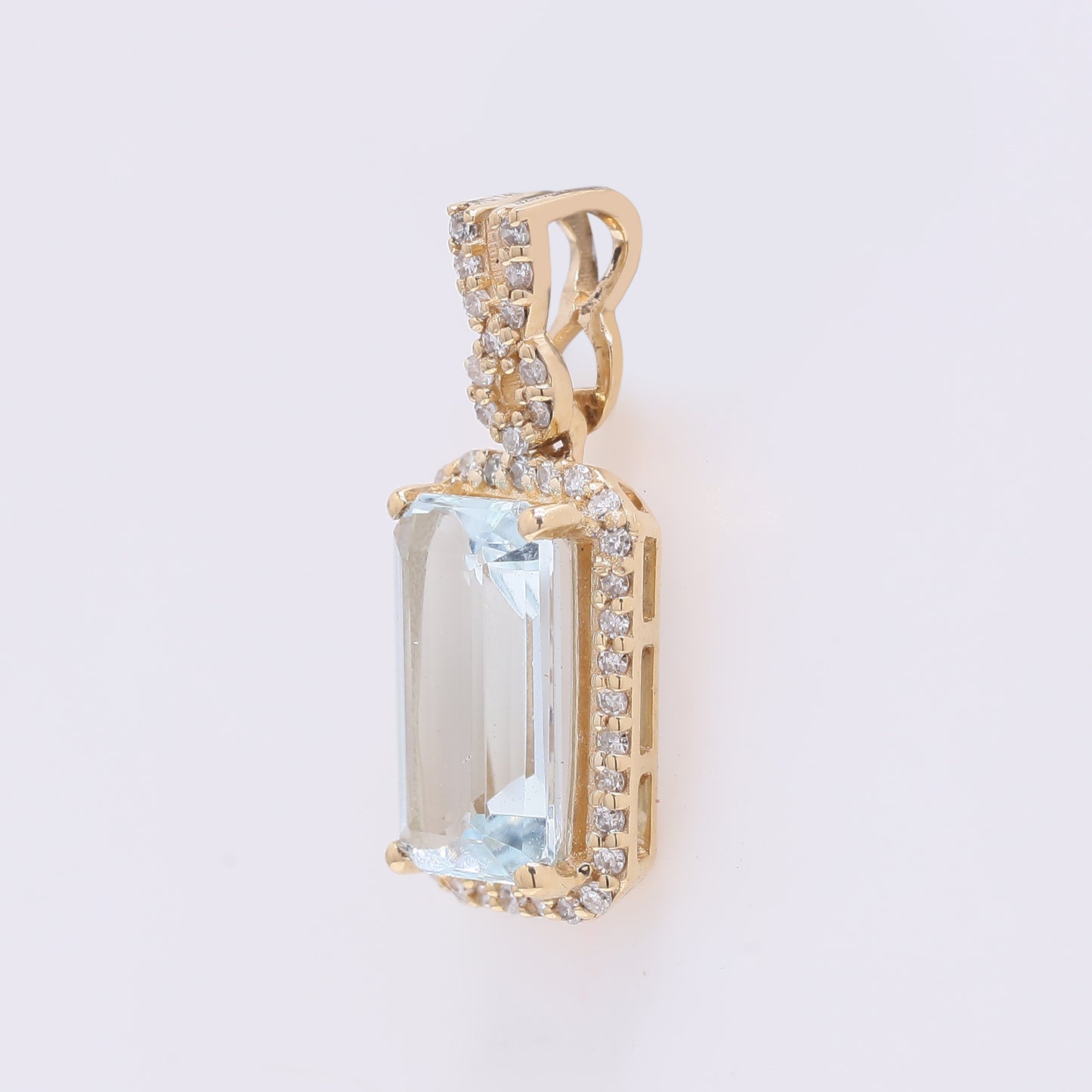 1.70 Ct Octagon Step Cut Natural Aquamarine 14K Gold Pendant