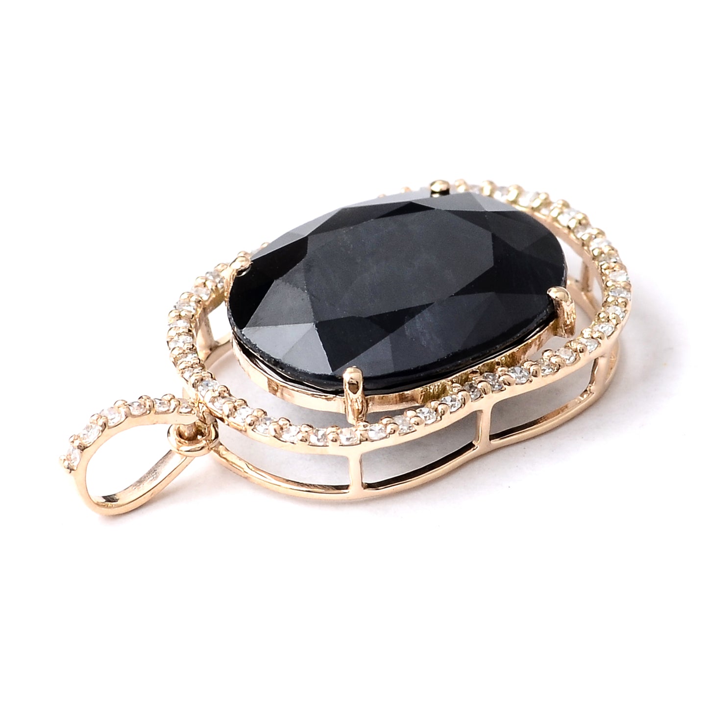 6.65 Ct Oval Mixed Cut Natural Corundum Sapphire 14K Gold Pendant