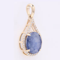 2.54 Ct Oval Mixed Cut Natural Sapphire 14K Gold Pendant