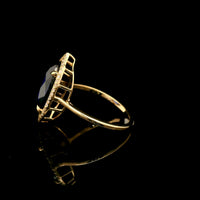 6.18 Ct Oval Mixed Cut Lab Grown Sapphire 14K Gold Ring