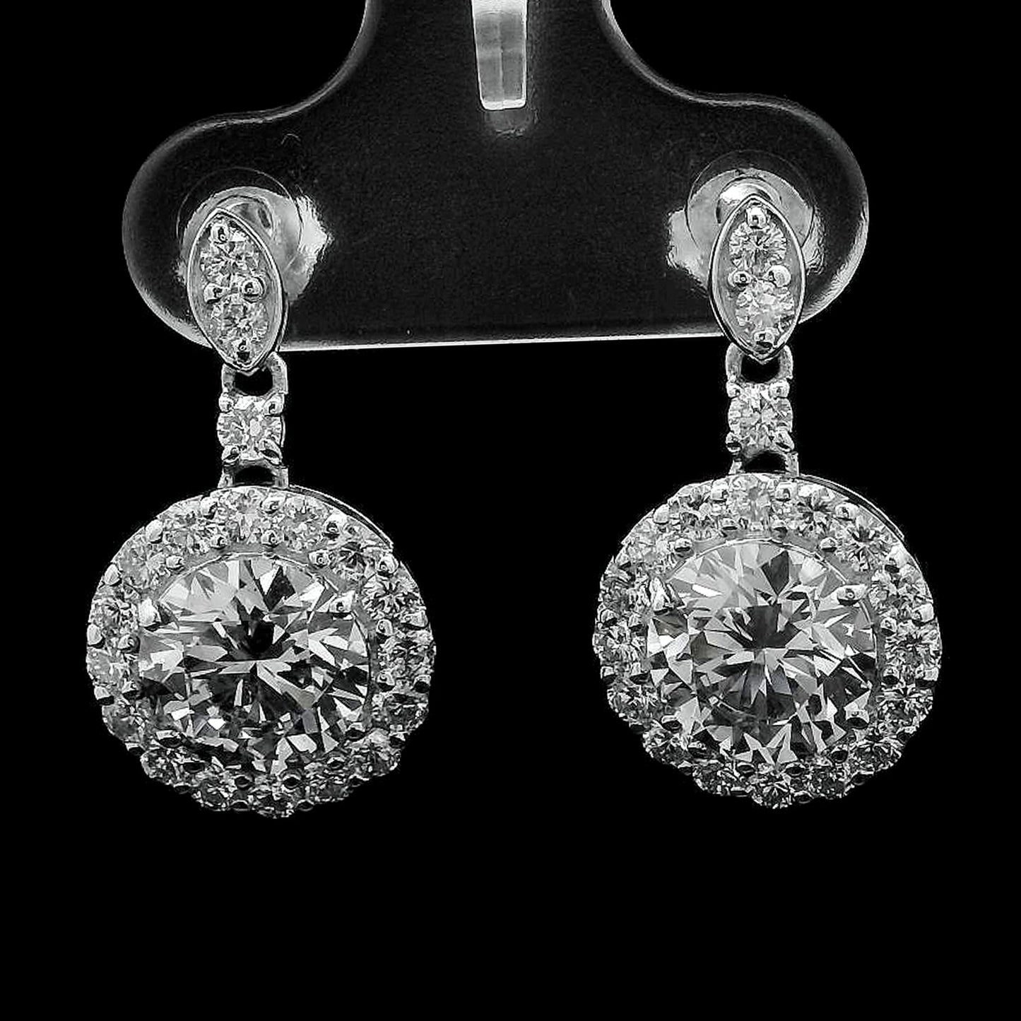 4.14 Ct Round Lab Grown Diamond 14K Gold Earrings