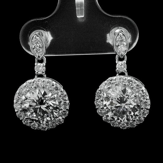 4.14 Ct Round Lab Grown Diamond 14K Gold Earrings