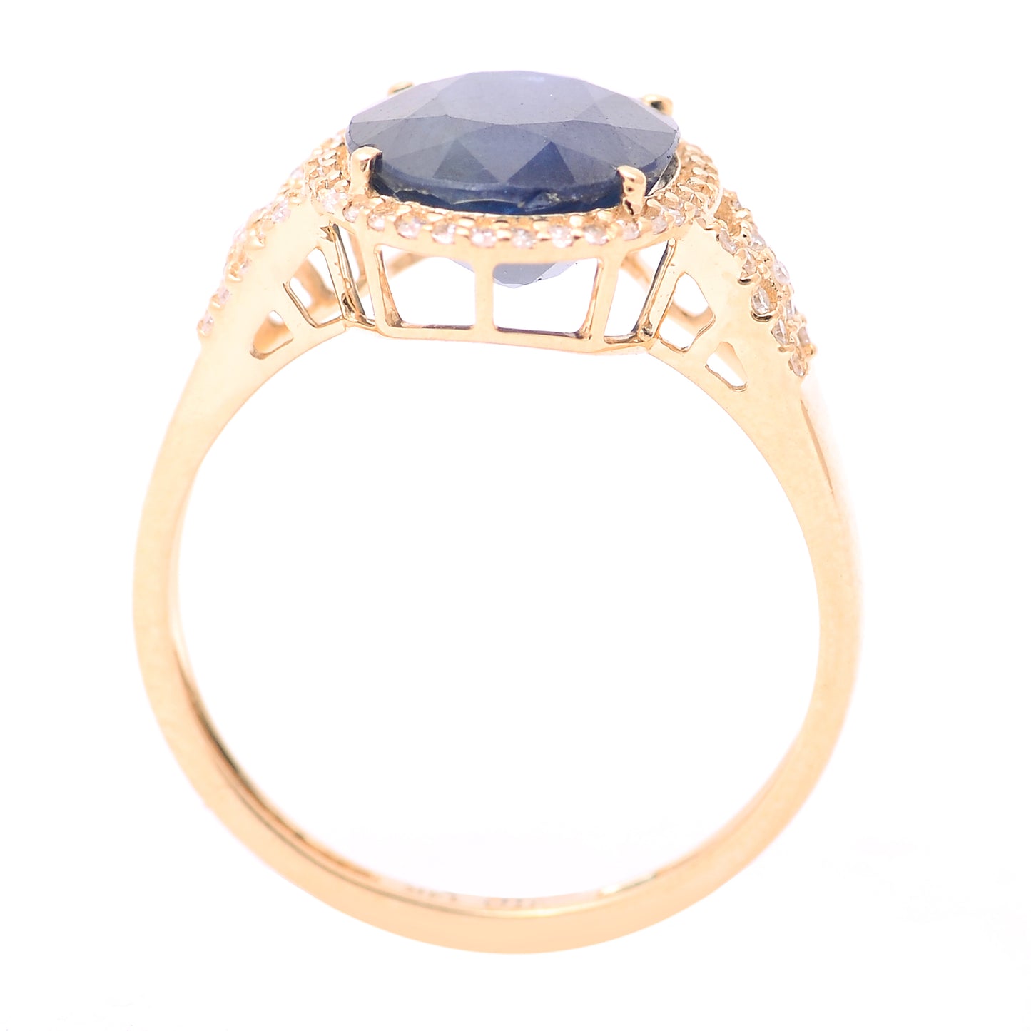 4.56 Ct Oval Mixed Cut Natural Sapphire 14K Gold Ring