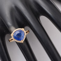 3.90 Ct Pear Mixed Cut Natural Sapphire 14K Gold Ring