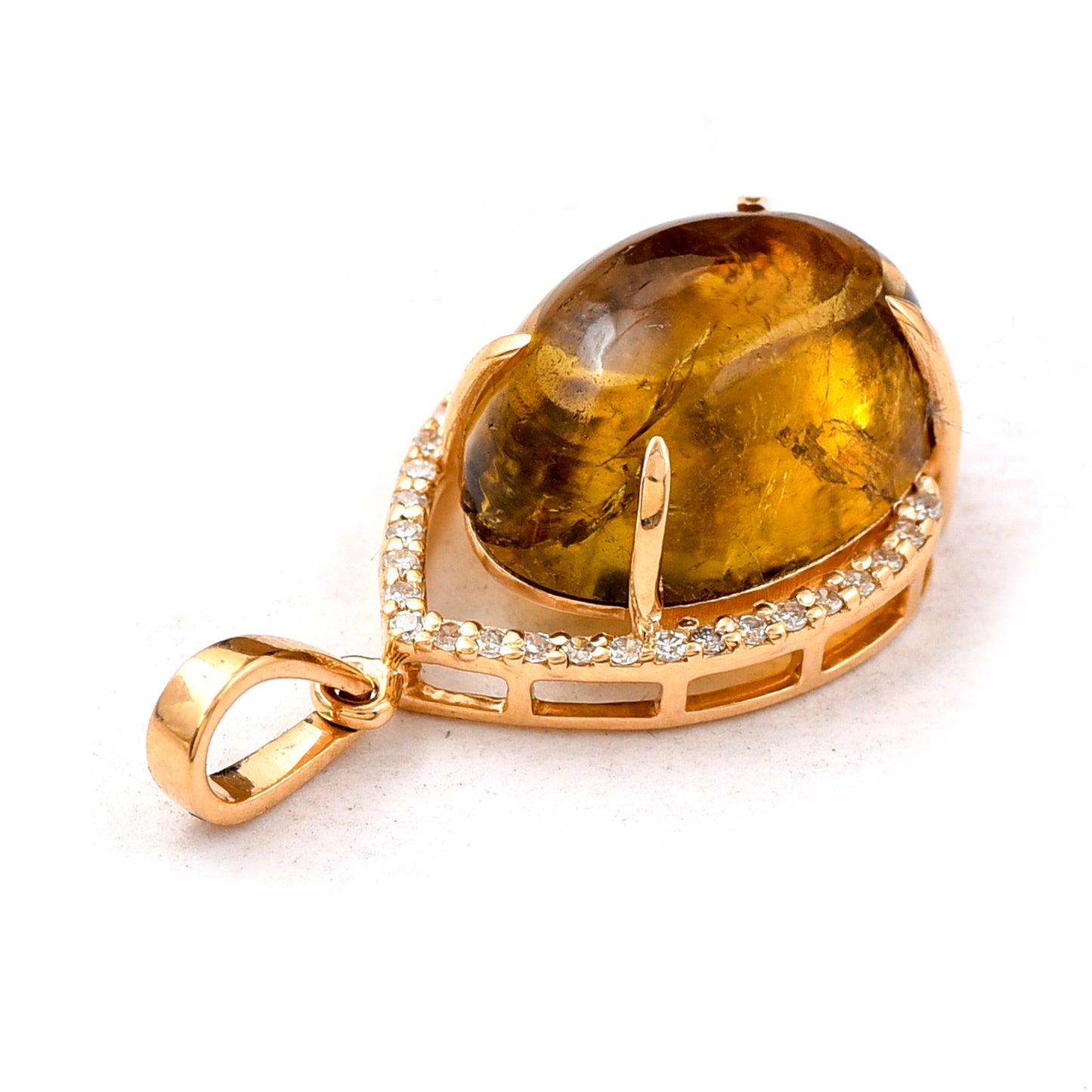 6.10 Ct Oval Cabochon Cut Natural Tourmaline 14K Gold Pendant