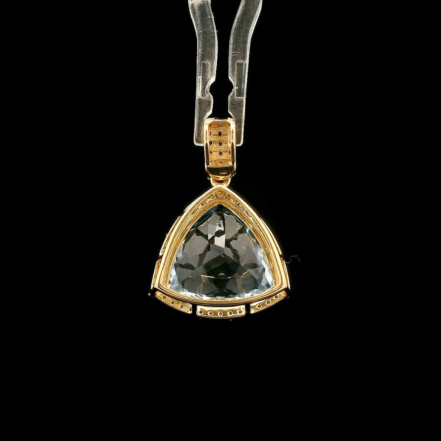 4.53 Ct Triangle Mixed Cut Natural Aquamarine 14K Gold Pendant