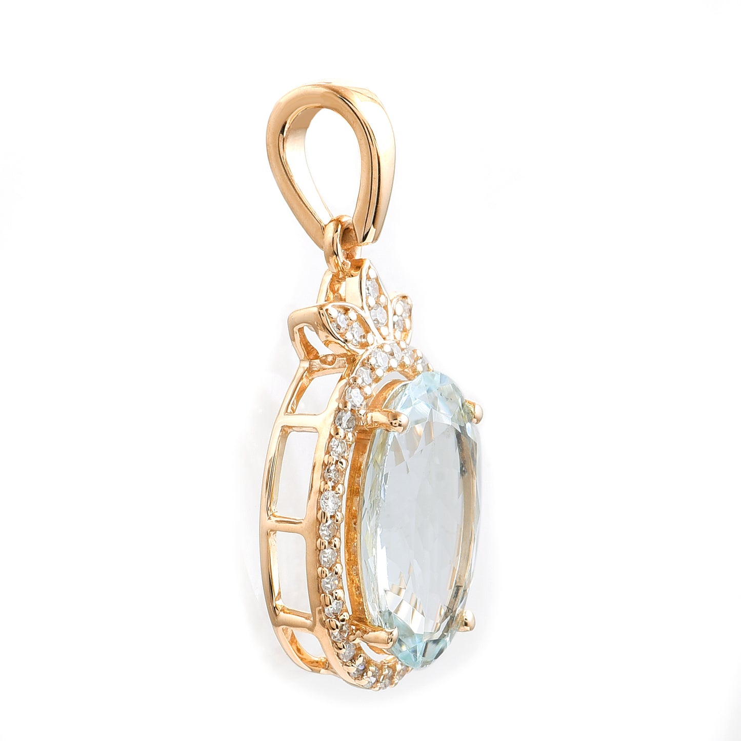1.96 Ct Oval Aquamarine 14K Gold Pendant