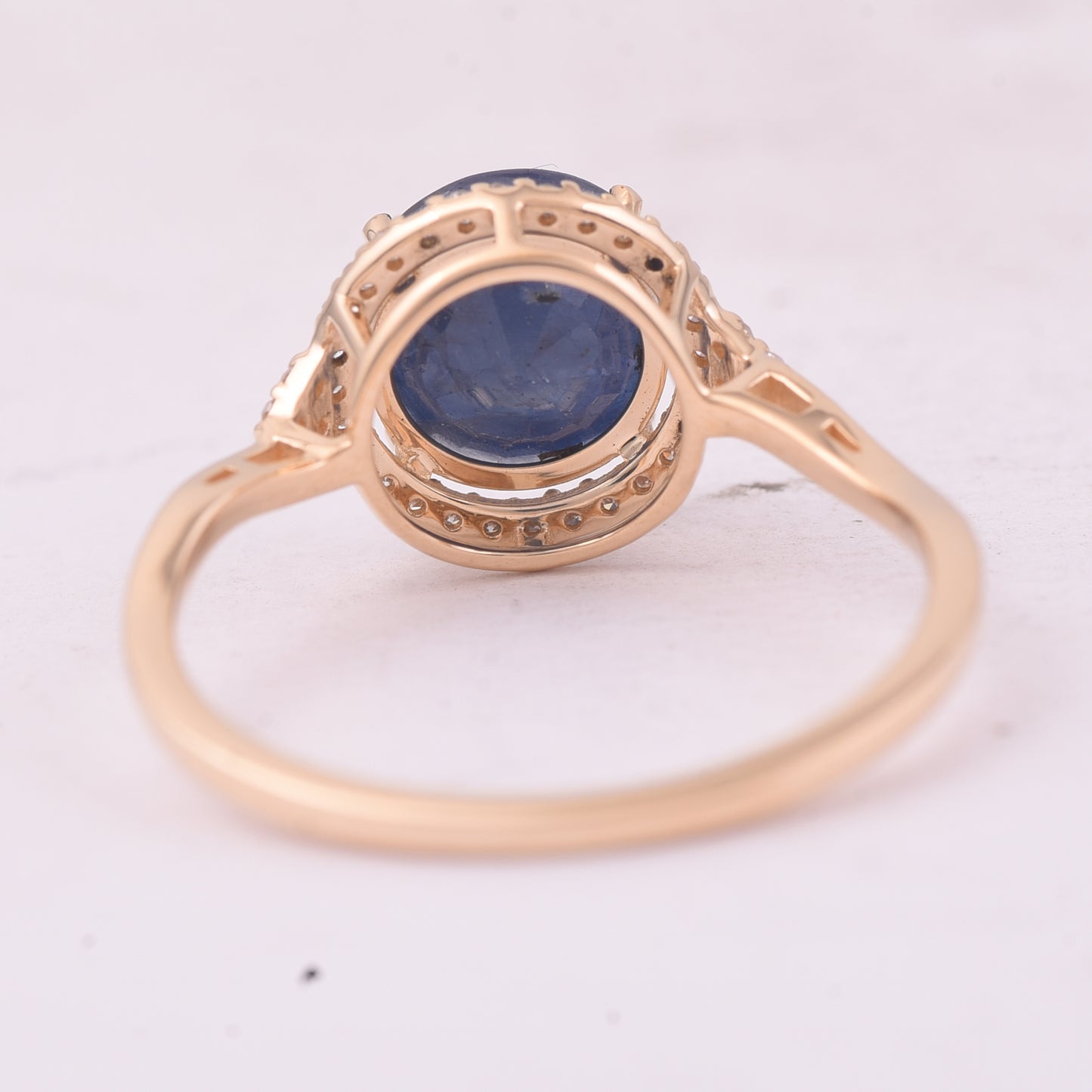 2.64 Ct Round Mixed Cut Natural Sapphire 14K Gold Ring