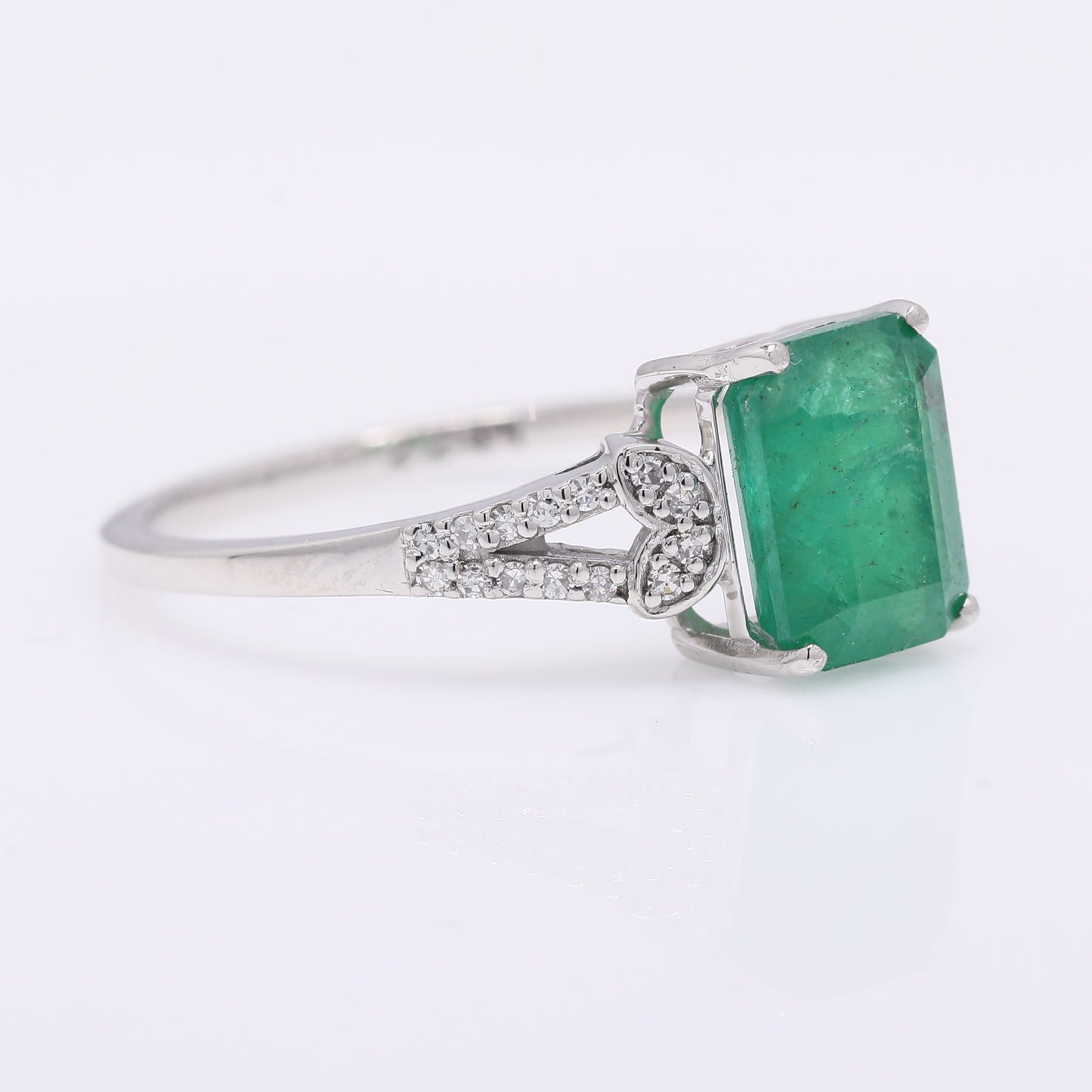 1.84 Ct Octagon Step Cut Natural Emerald 950 Platinum Ring