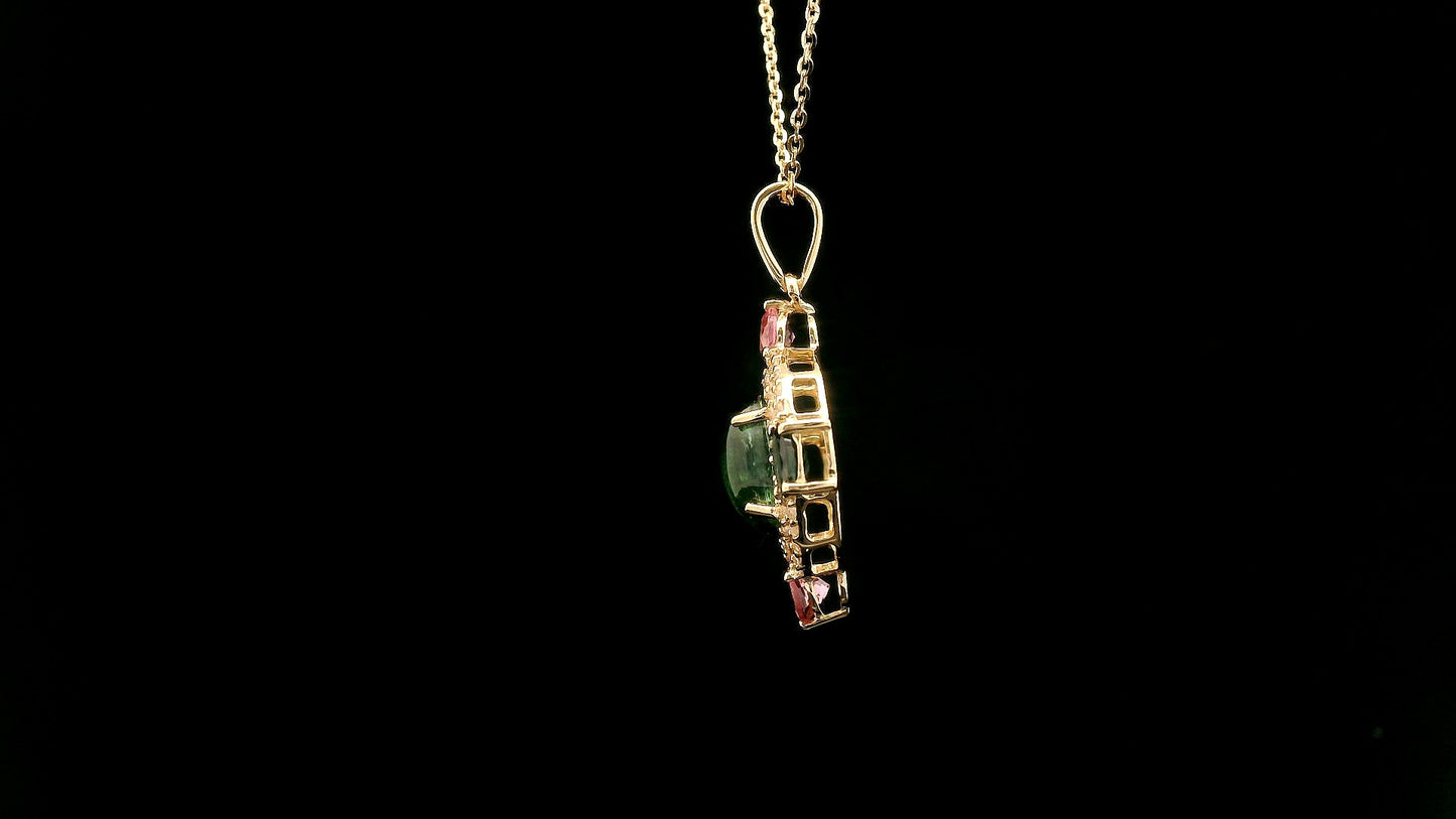 2.05 Ct Oval Tourmaline 14K Gold Pendant