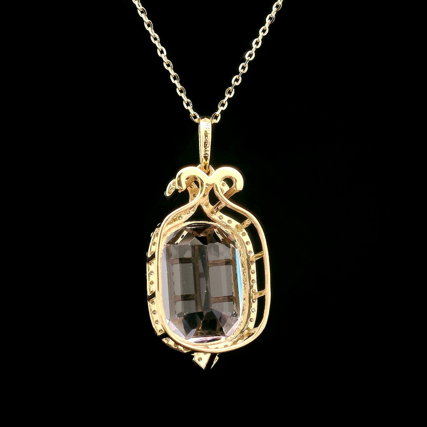 9.35 Ct Cushion Kunzite 14K Gold Pendant