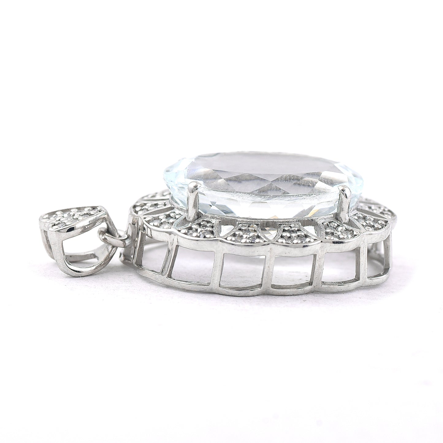 5.42 Ct Oval Mixed Cut Natural Aquamarine 950 Platinum Pendant