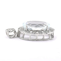 5.42 Ct Oval Mixed Cut Natural Aquamarine 950 Platinum Pendant