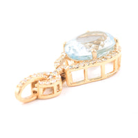 2.45 Ct Oval Mixed Cut Natural Aquamarine 14K Gold Pendant