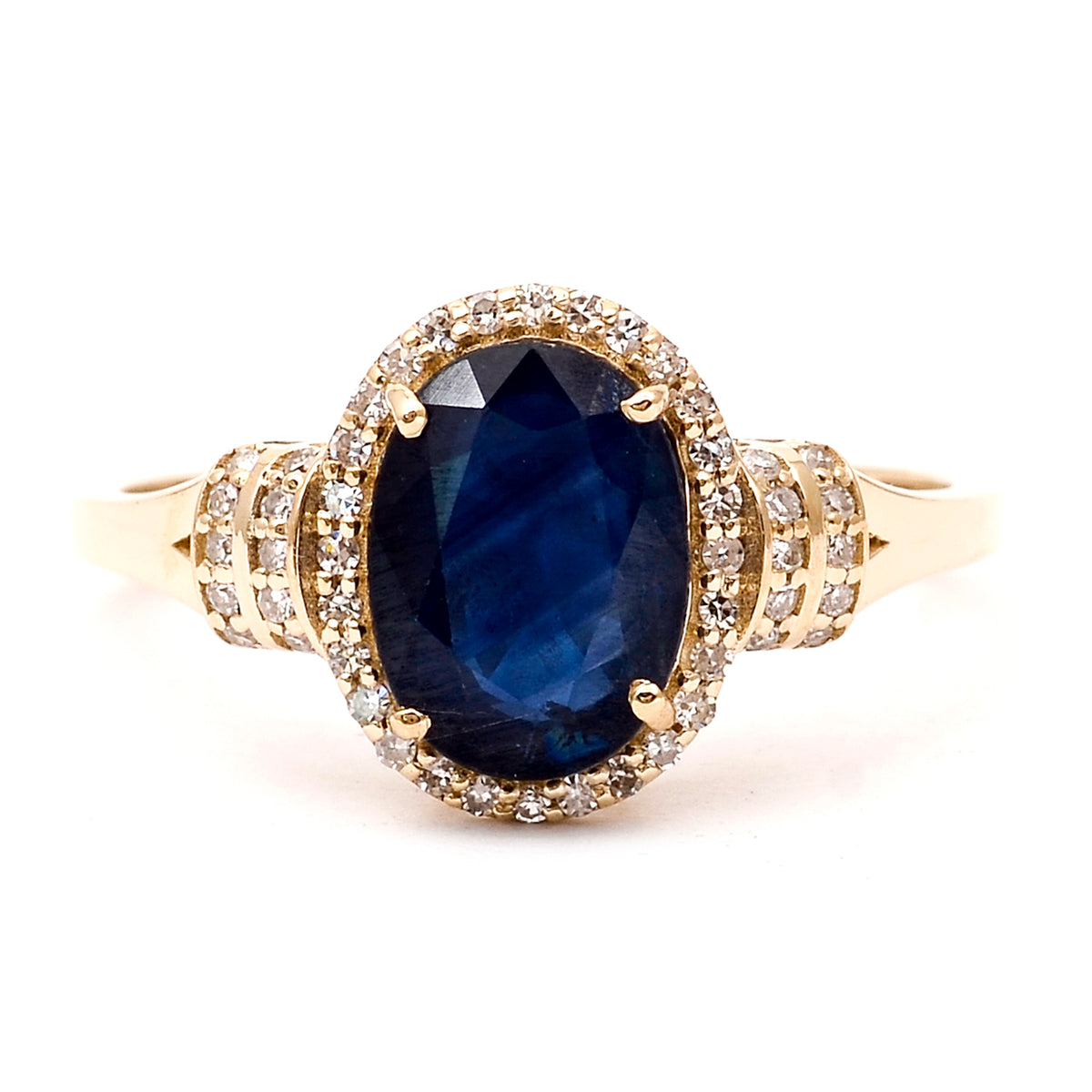2.19 Ct Oval Natural Sapphire 14K Gold Ring