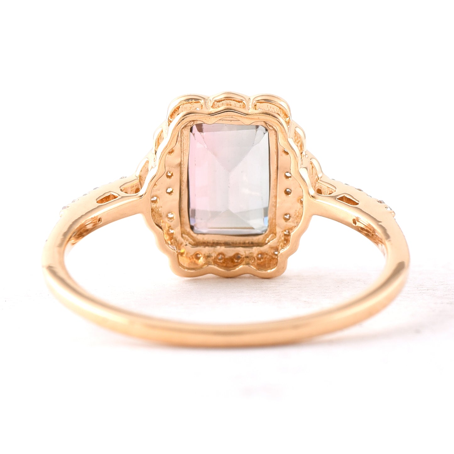 1.57 Ct Octagon Step Cut Natural Tourmaline 14K Gold Ring