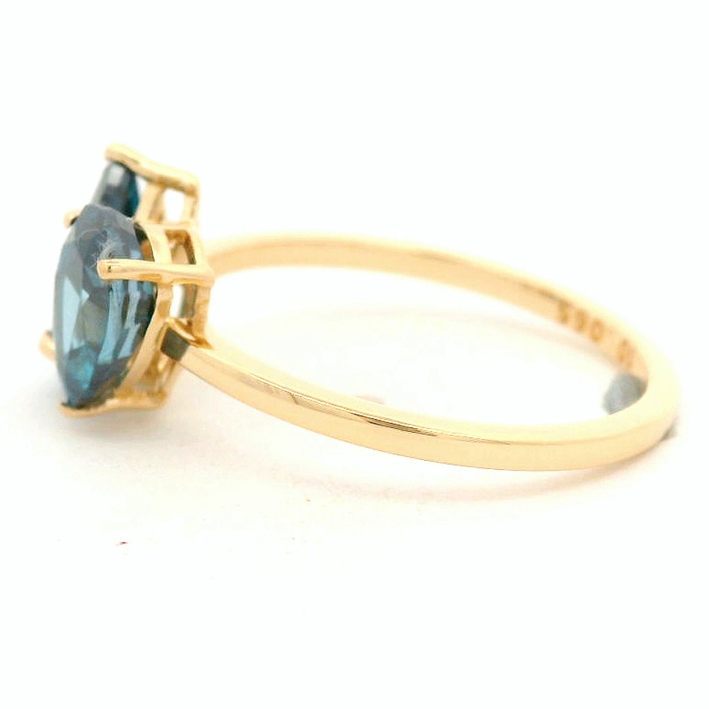 2.19 Ct Pear Blue Diamond 14K Gold Ring