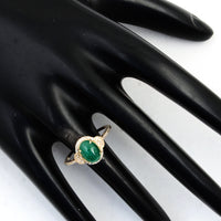 1.62 Ct Oval Cabochon Natural Beryl Emerald 14K Gold Ring