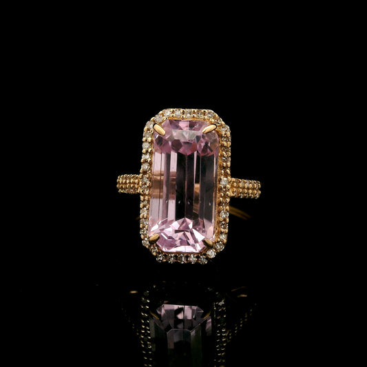 5.64 Ct Octagon Kunzite 14K Gold Ring