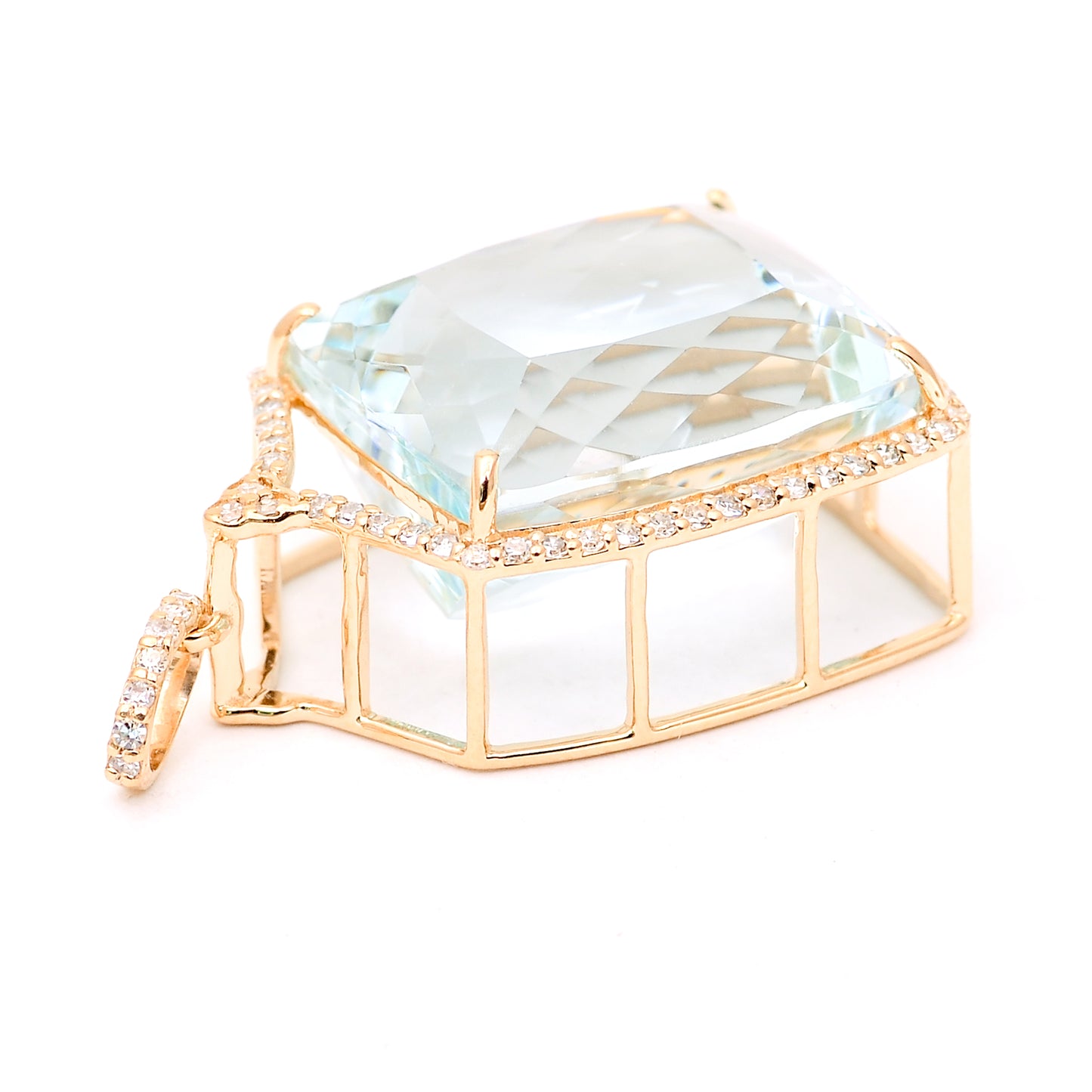14.12 Ct Cushion Natural Aquamarine 14K Gold Pendant
