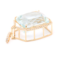 14.12 Ct Cushion Natural Aquamarine 14K Gold Pendant