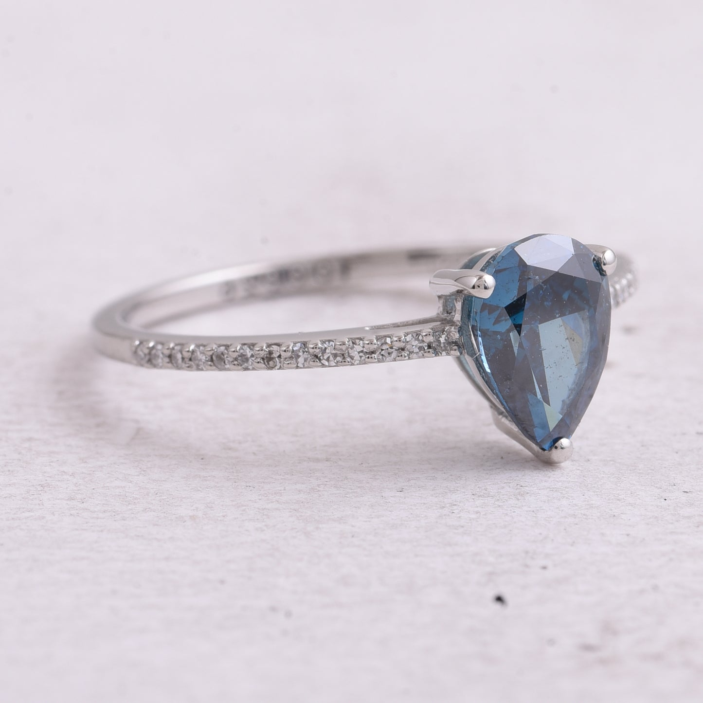 1.26 Ct Pear Blue Diamond 950 Platinum Ring