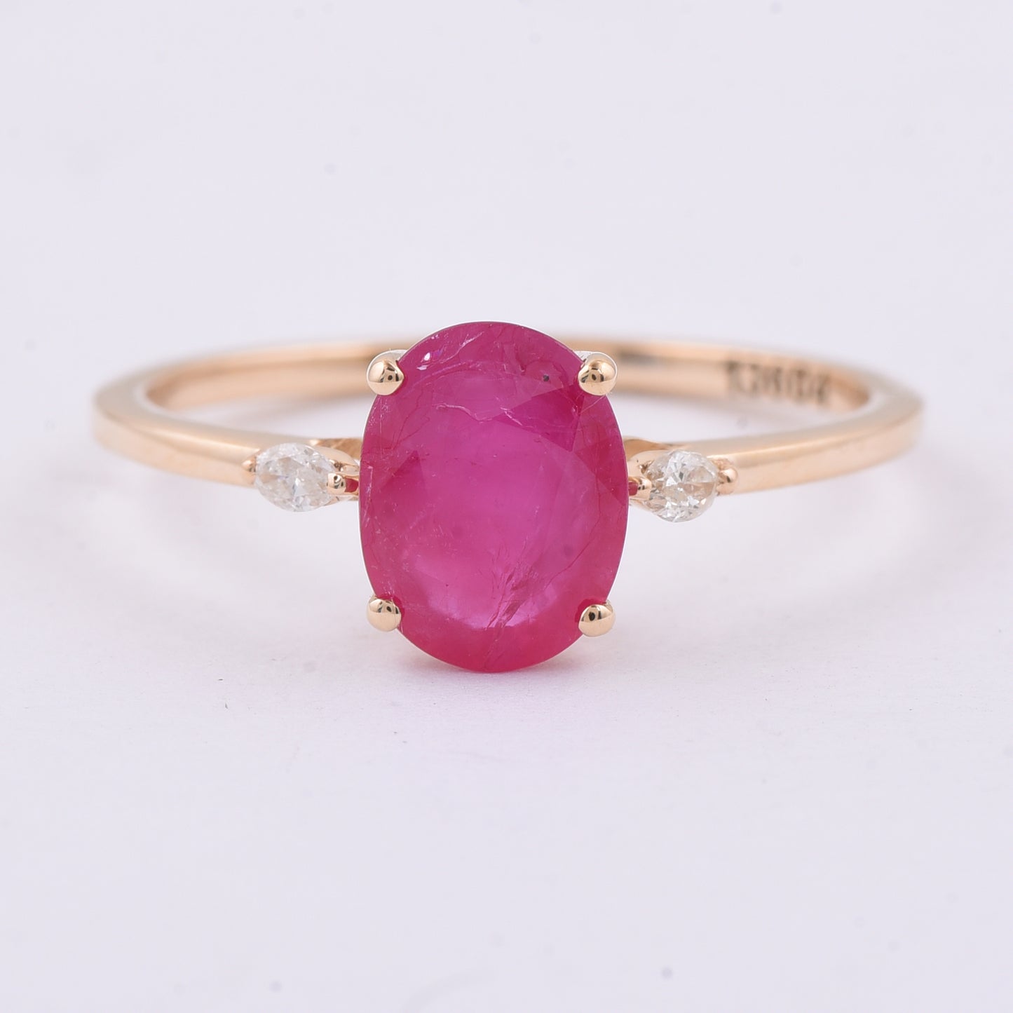 1.44 Ct Oval Natural Ruby 14K Gold Ring