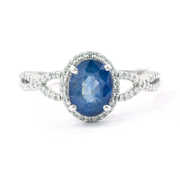 2.09 Ct Oval Mixed Cut Natural Sapphire 950 Platinum Ring