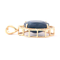 7.57 Ct Oval Mixed Cut Natural Sapphire 14K Gold Pendant