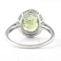 2.66 Ct Cushion Mixed Cut Natural Green Sapphire 950 Platinum Ring
