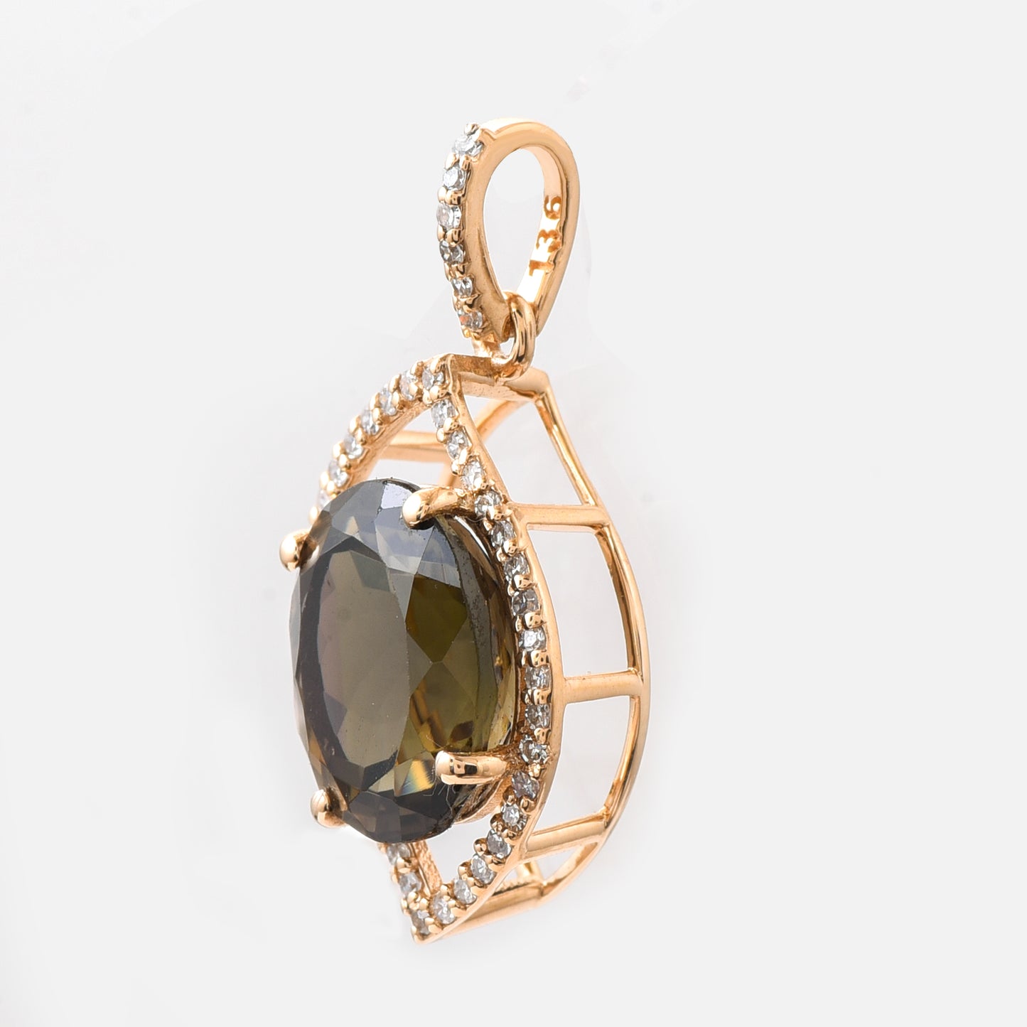 3.41 Ct Oval Mixed Cut Natural Tourmaline 14K Gold Pendant