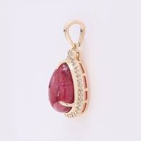 3.91 Ct Pear Cabochon Natural Tourmaline 14K Gold Pendant