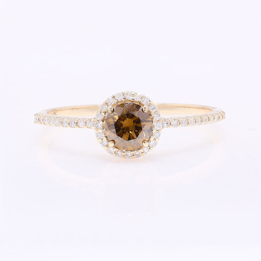 0.63 Ct Round Red Diamond 14K Gold Ring