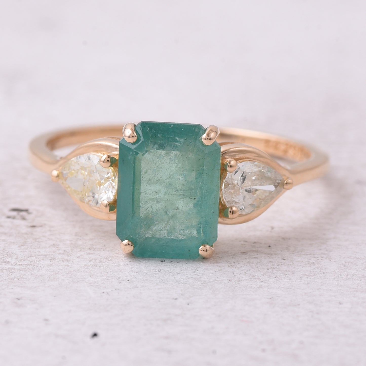 2.22 Ct Octagon Step Cut Natural Emerald 14K Gold Ring