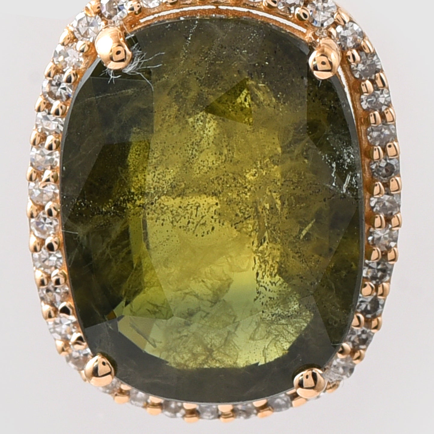 5.09 Ct Cushion Mixed Cut Natural Green Sapphire 14K Gold Pendant