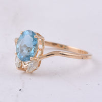 1.14 Ct Oval Natural Aquamarine 14K Gold Ring