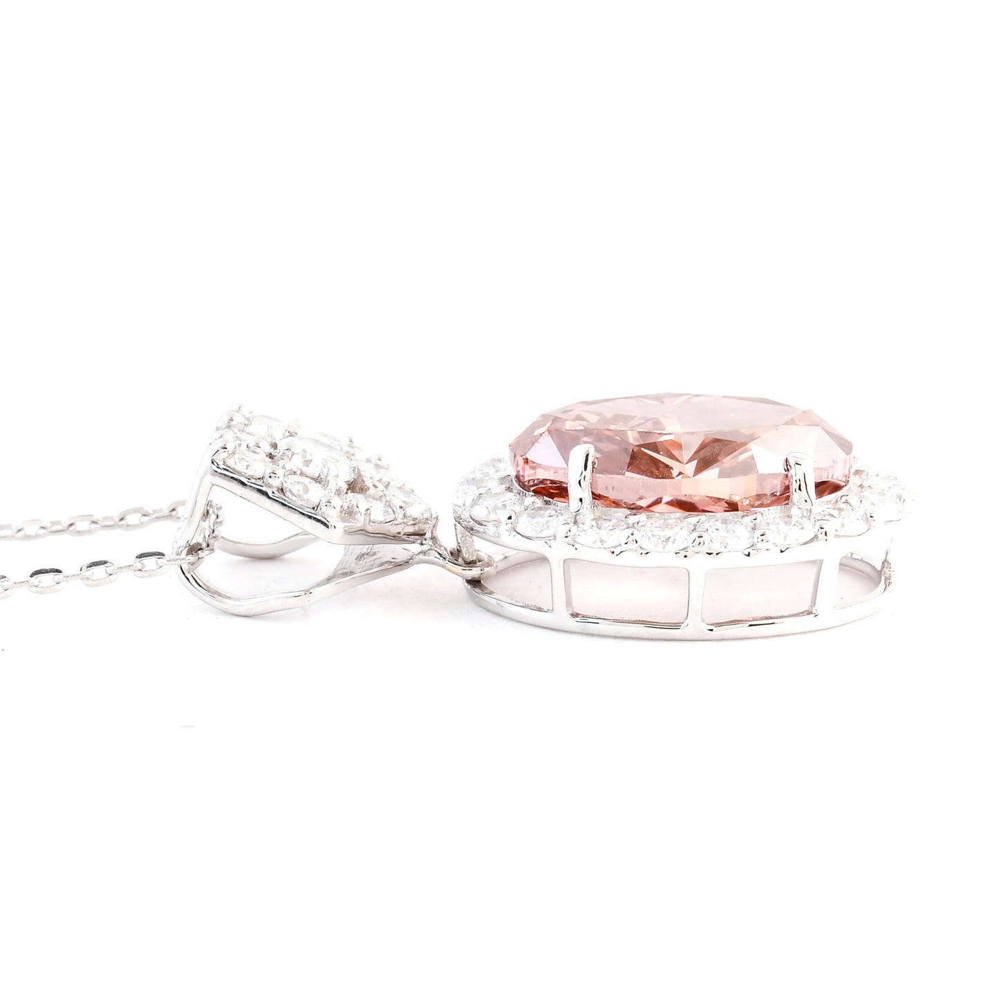 3.79 Carats Pink Lab Grown Diamond 14K Gold Pendant