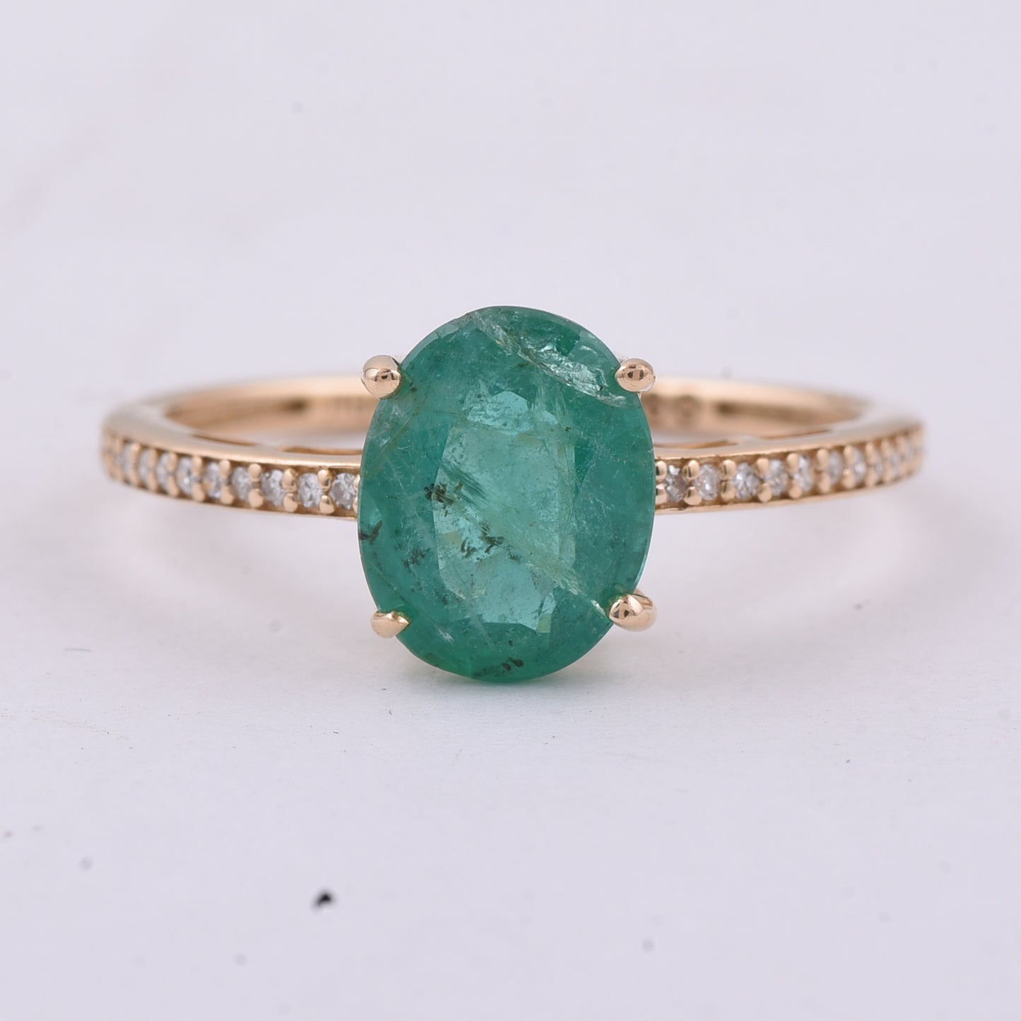 1.83 Ct Oval Natural Emerald 14K Gold Ring
