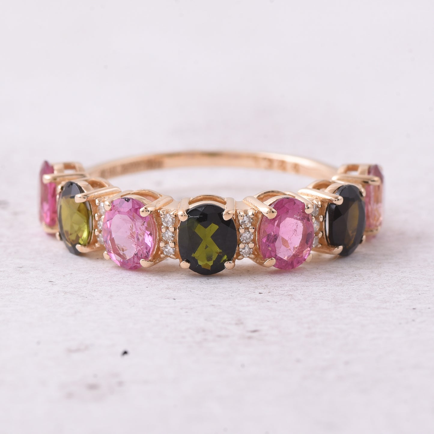 2.01 Ct Oval Mixed Cut Natural Multi-Coloured Tourmaline 14K Gold Ring