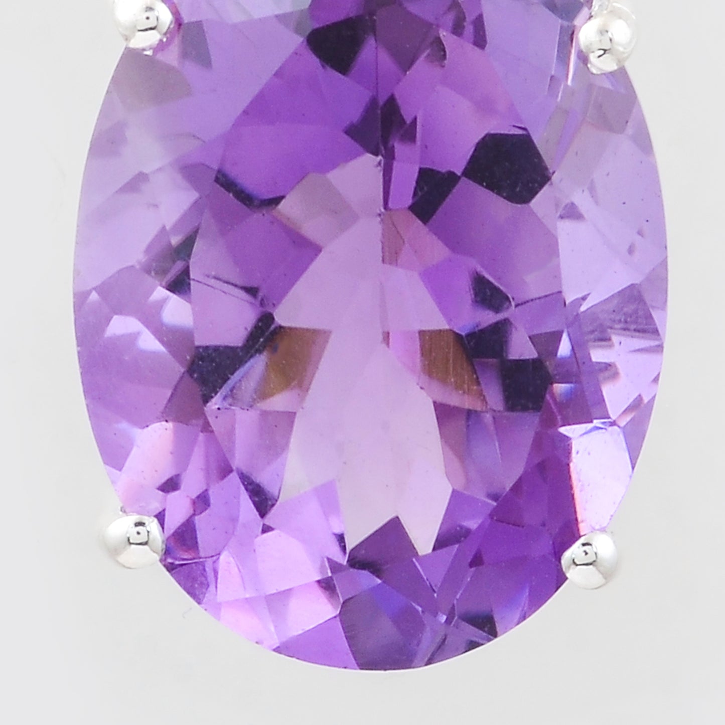 8.75 Ct Oval Amethyst, White Topaz, Cubic Zirconia 925 Sterling Silver Pendant