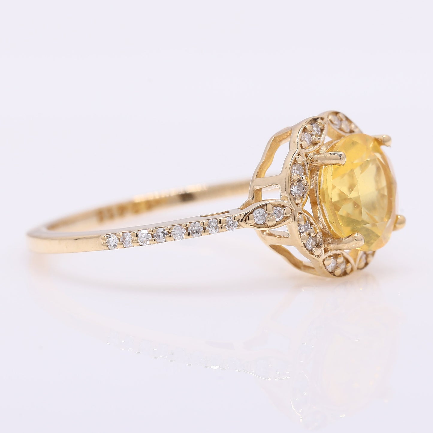 1.03 Ct Round Mixed Cut Natural Fire Opal 14K Gold Ring