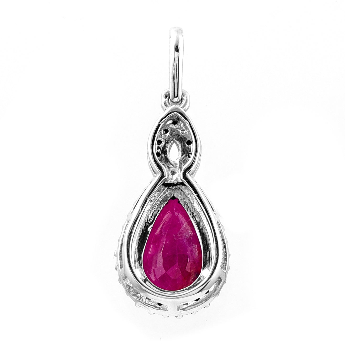 1.47 Ct Pear Mixed Cut Natural Ruby 950 Platinum Pendant