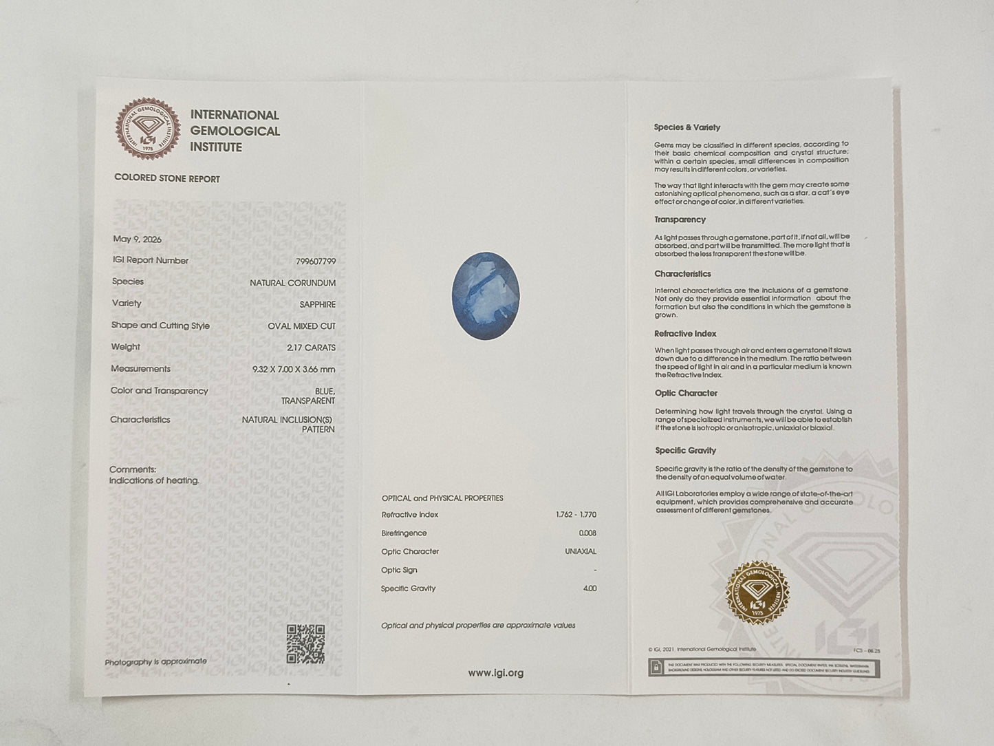 2.17 Natural Corundum Sapphire Oval Mixed Cut Gemstone