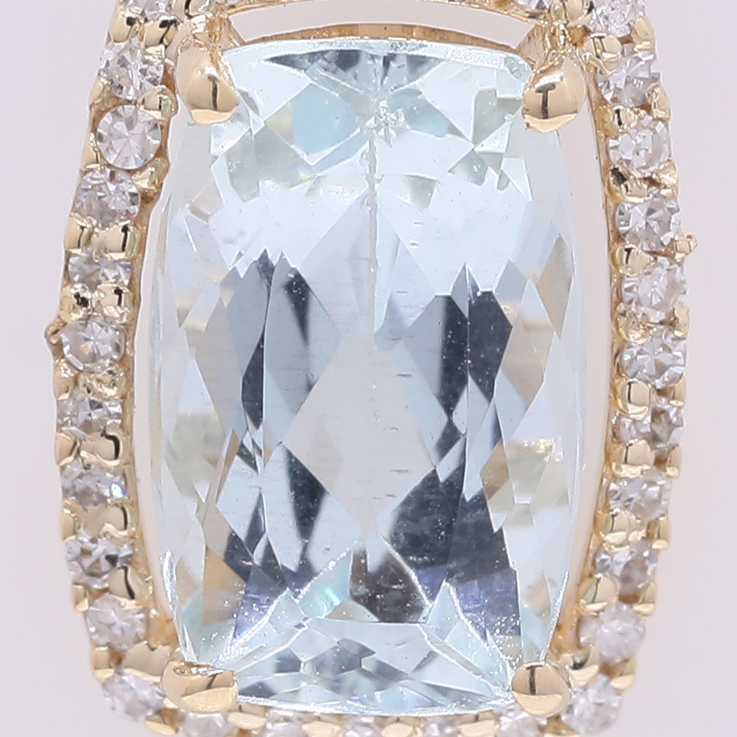 2.02 Ct Cushion Mixed Cut Natural Aquamarine 14K Gold Pendant