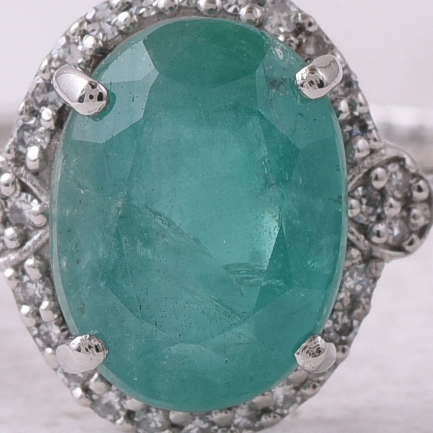 2.12 Ct Oval Mixed Cut Natural Emerald 950 Platinum Ring