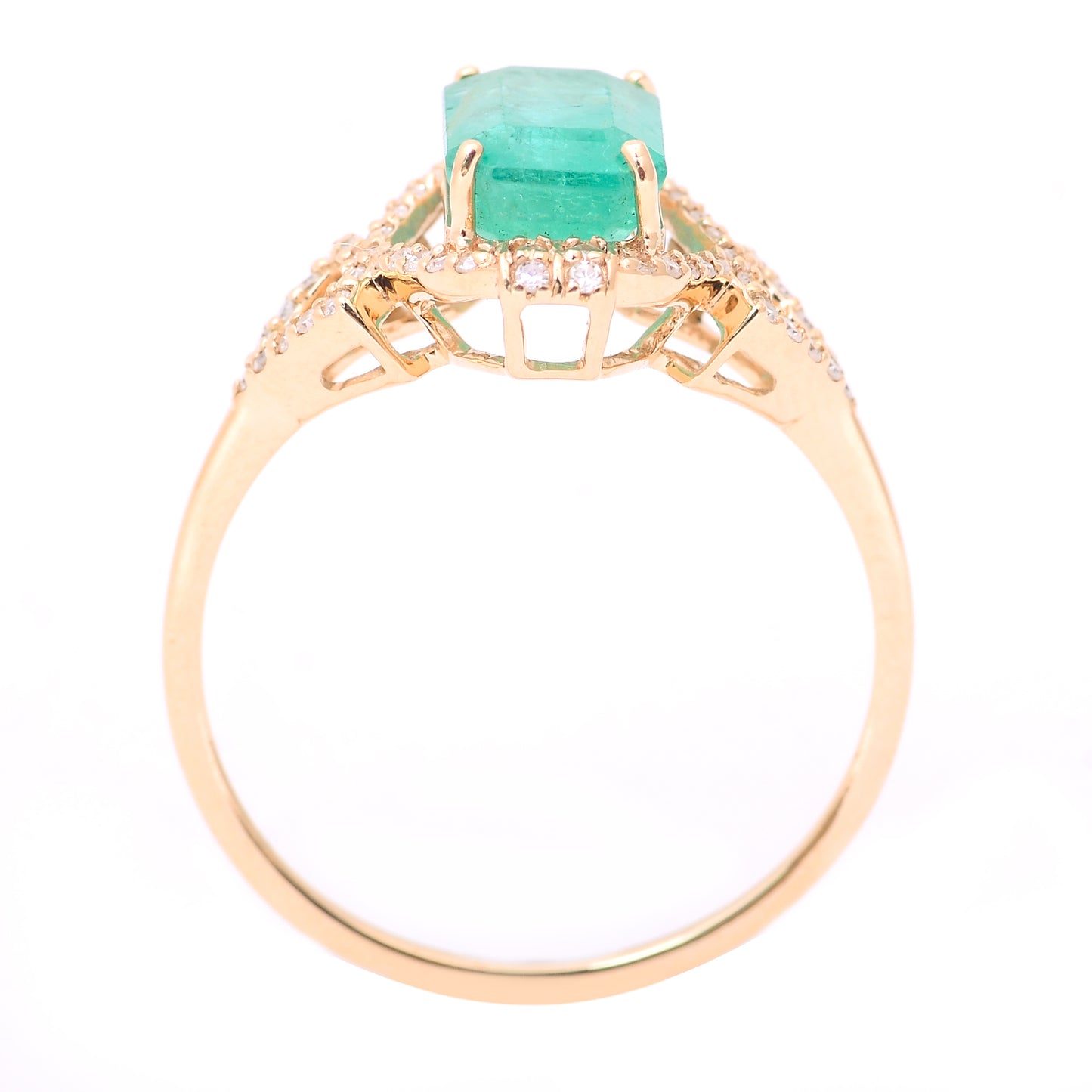 1.89 Ct Octagon Step Cut Natural Emerald 14K Gold Ring