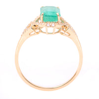 1.89 Ct Octagon Step Cut Natural Emerald 14K Gold Ring